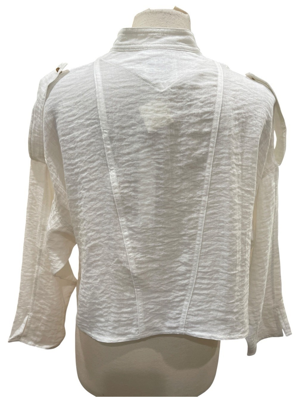 New Line & Dot Cropped Lightweight Double Breasted Jacket SZ M White - Picture 4 of 7